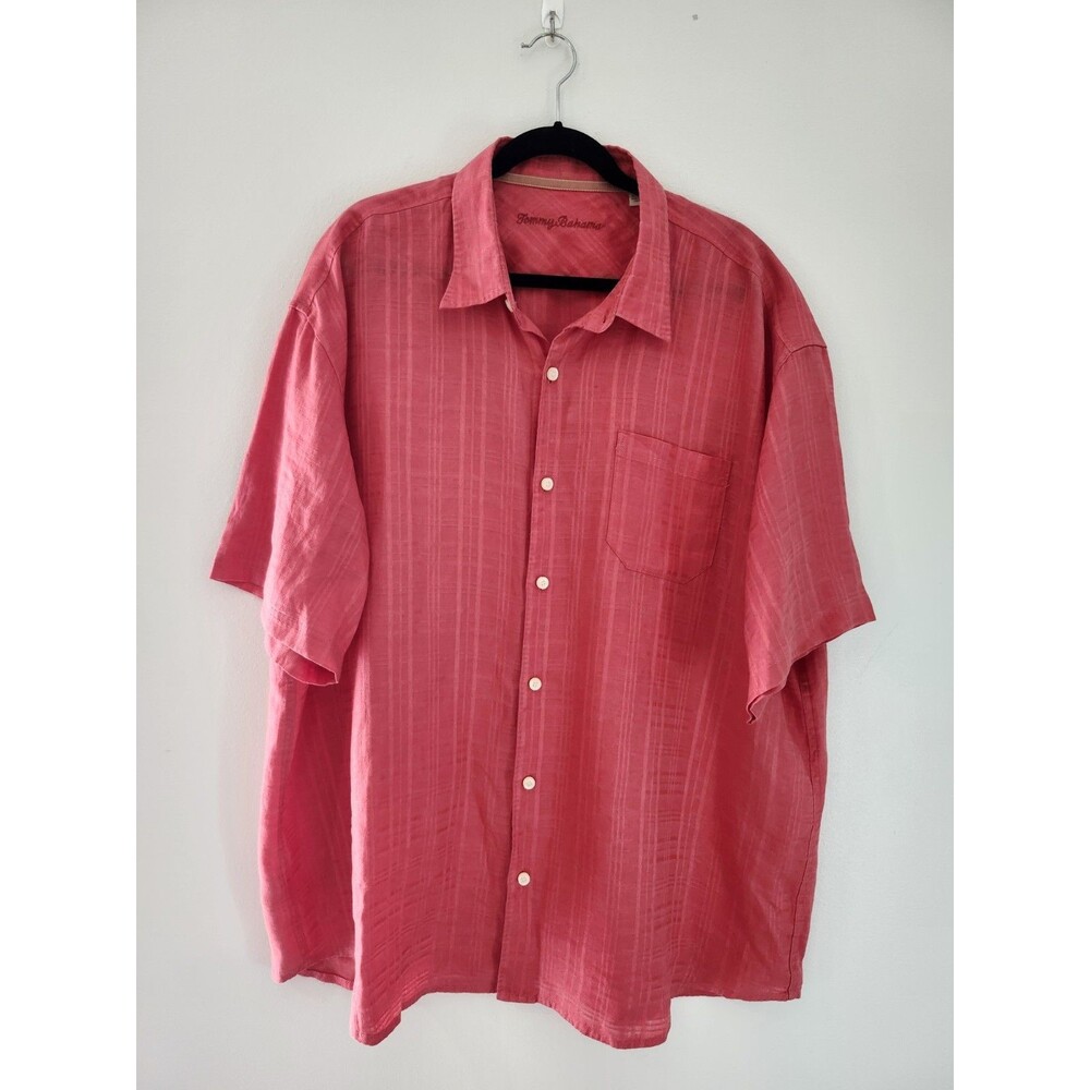 Tommy Bahama Coral Via Palermo Camp Shirt Mens 2XL 100% Linen Short Sleeve